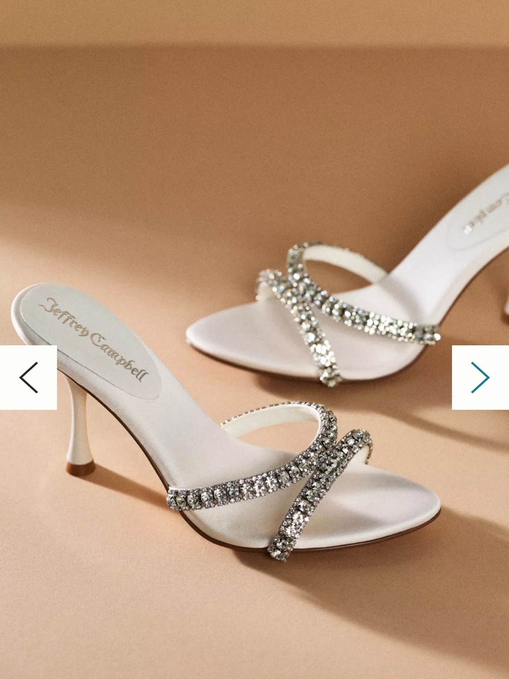 Jeffrey Campbell White Crystal-Strap Stiletto Mules
